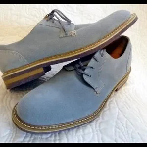 Newly New Johnston and Murphy blue Suede Shoe. Johnston & Murphy Warner Plain Toe Navy Blue Tumbled Nubuck  main image 3
